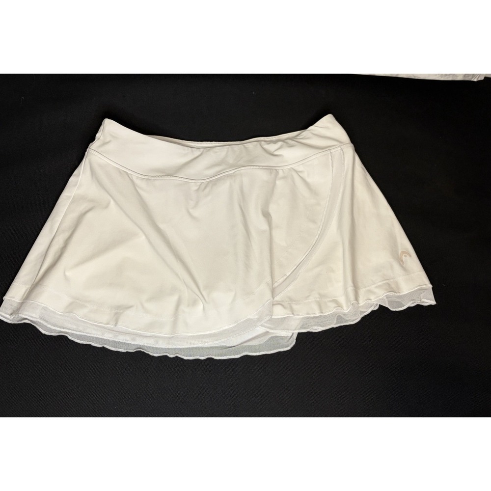 White  Medium Tennis/Pickleball skirt /Skort/HEAD/Lace/Toole Accent/Gold